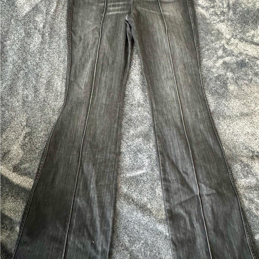 White House Black Market Gray Flare Wide Leg Jeans